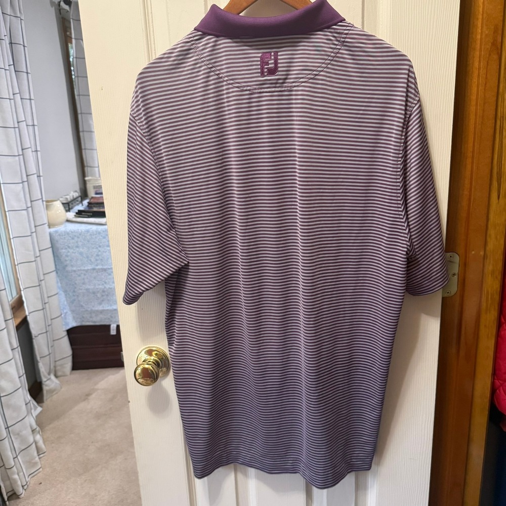 FootJoy FJ Iverness Club ProDry Golf Polo Shirt Purple Striped M Athleisure - Picture 10 of 11
